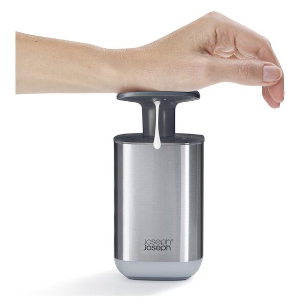 Dispenser per sapone color argento lucido in acciaio inox 250 ml Presto Steel – Joseph Joseph