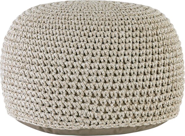 Pouf in mohair Ø55 H37 beige, super sostenibile, lavabile moderno, braccio CO2