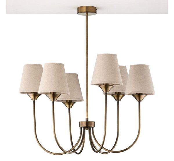 Jupiter 2167 - Lampadario con asta TILIA 6xE14/11W/230V bronzo/beige
