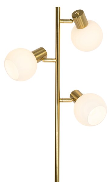Lampada da terra oro con vetro opalino 3 luci regolabile - Anouk