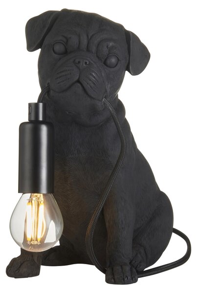 Lampada da tavolo a forma di cucciolo di carlino PUPPY, nero opaco, 1xE14x7W, resina, dimensioni: 23,7x19,7x13 cm, IP20, Endon