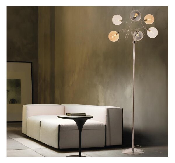 GINA PIANTANA 6 LUCI CROMO CON BRACCI FLESSIBILI E SFERE IN VETRO 4 COLORI CON LAMPADINE ATTACCO G9