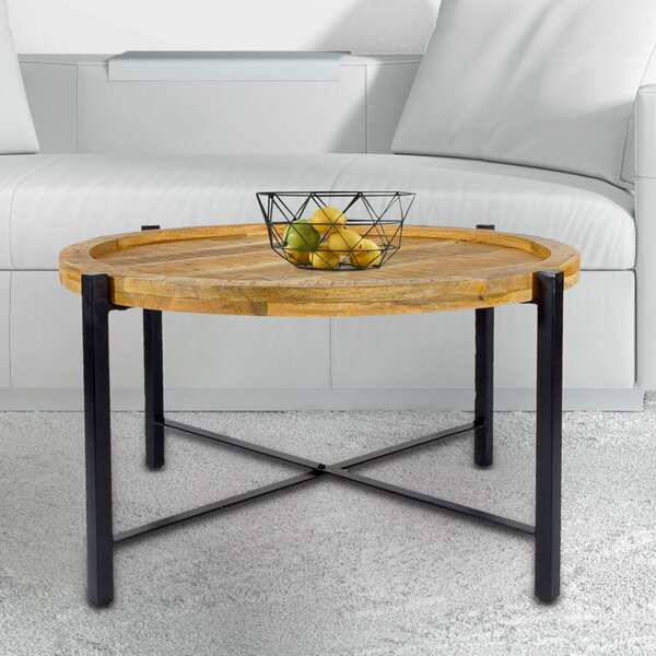 Tavolino ø75cm Tavolino da salotto rotondo Sioux struttura in metallo nero opaco