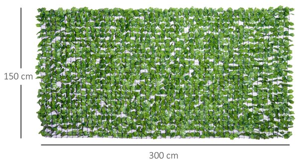 Outsunny Rotolo di Siepe Artificiale per Balcone e Giardino in PE Verde 300x150cm|Aosom