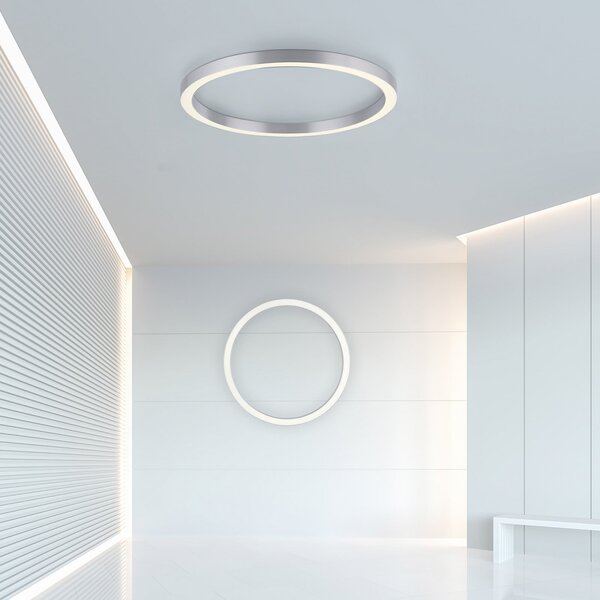 Plafoniera PURE, PURE Lines Round, dimmerabile, Grigio, Soggiorno, Metallo, Moderno