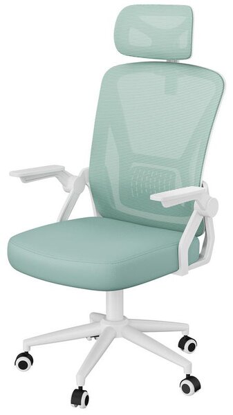 Sedia da ufficio ergonomica, regolabile in altezza, rivestimento in rete traspirante, girevole a 360° con funzione oscillante, verde