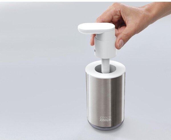 Dispenser per sapone argentato in acciaio inox 300 ml Duo Steel – Joseph Joseph