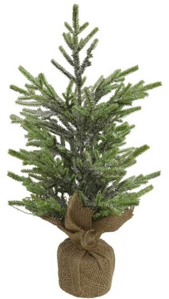 Albero di Natale 42 cm Alberello Pino con Base Sacco Iuta Decorazione Natalizia