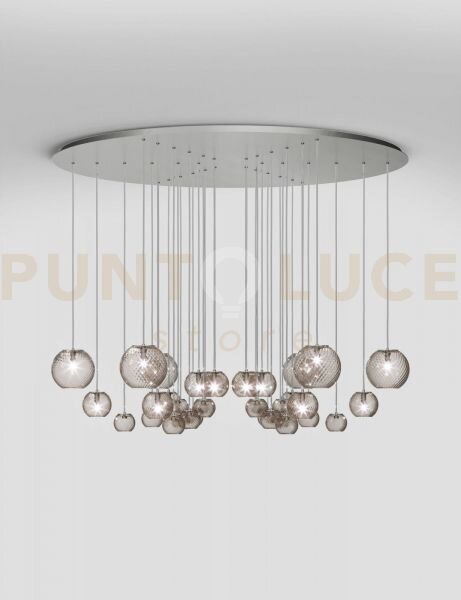 Oto sospensione cha fume' rigato nickel satinato 9 luci attacco g9