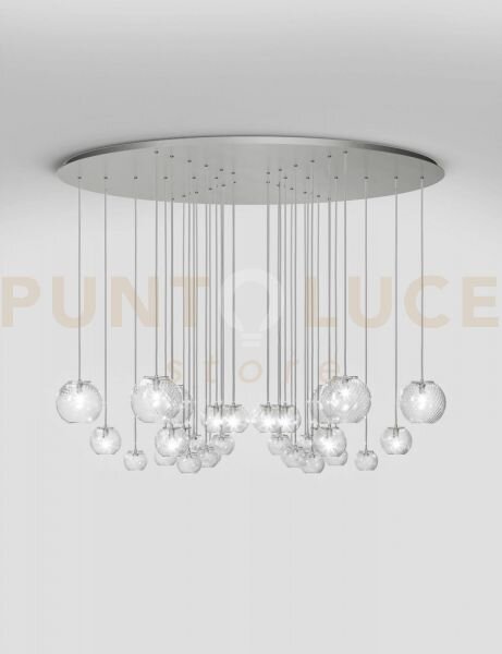 Oto sospensione cha cristallo rigadin nickel satinato 9 luci attacc