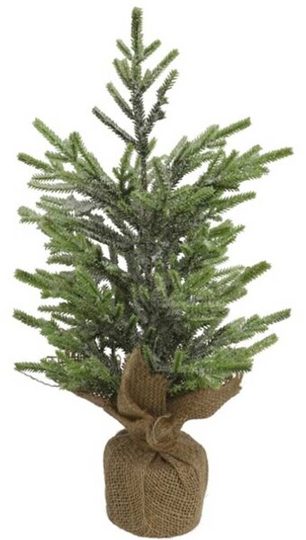 Albero di Natale 42 cm Alberello Pino con Base Sacco Iuta Decorazione Natalizia