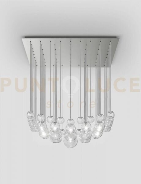 Oto sospensione sur cristallo rigadin nickel satinato 17 luci attac