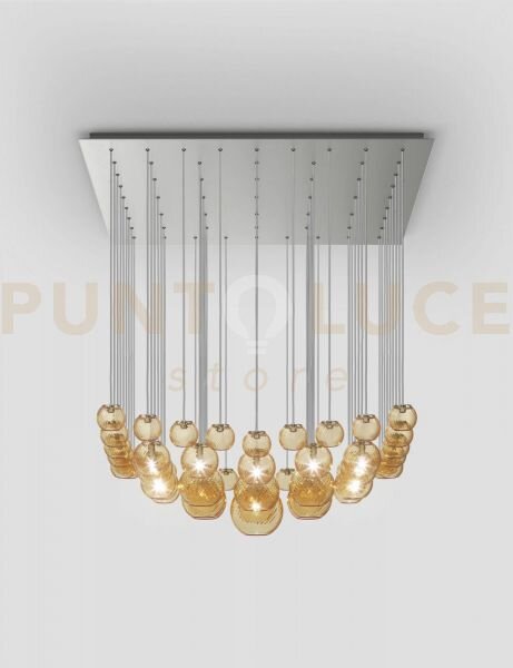 Oto sospensione sur ambra rigadin nickel satinato 17 luci attacco g9