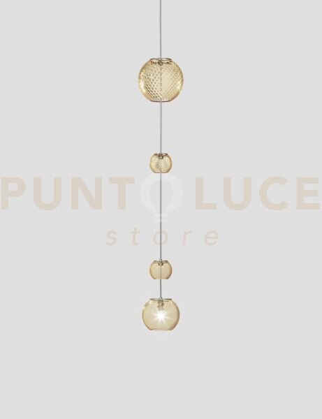 Oto sospensione peac ambra rigadin nickel satinato 1 luce attacco g9