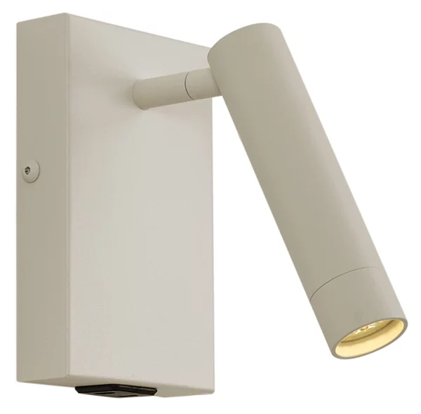 Lampada da parete moderna beige regolabile con USB-C - Croft