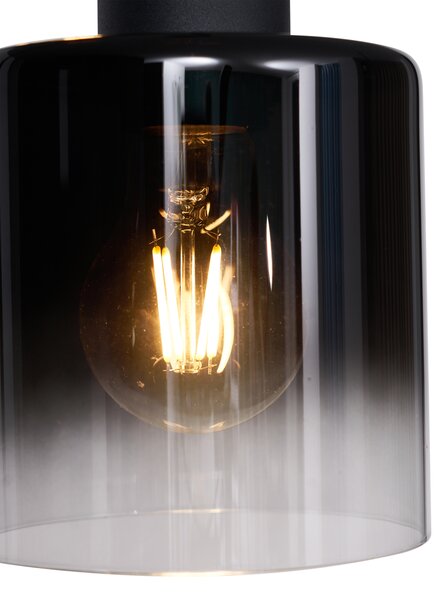 Lampada a sospensione moderna nera con vetro fumé 3 luci - Dame