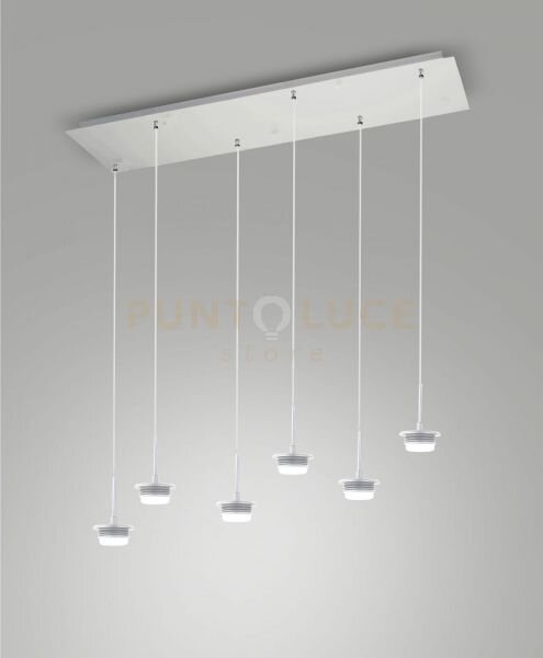 3804-46-102 montatura bianca completa rettangolare 6 luci cct 2700k