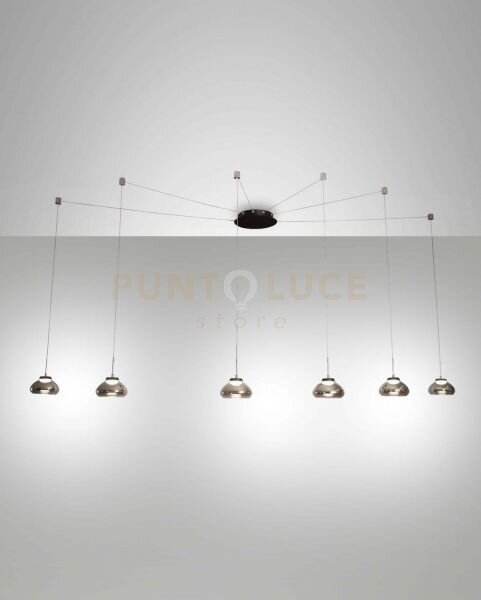 Arabella sospensione fume' 6 luci a led 3000k - 48w - 4530 lm dimme