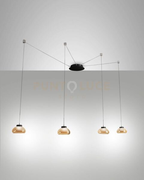 Arabella sospensione ambra 4 luci spostabile a led 3000k - 32w - 30