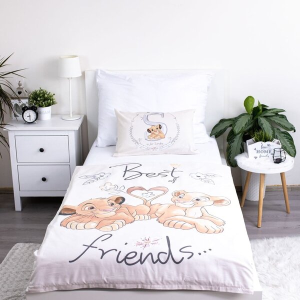 Set copripiumino e federa da bambini giallo chiaro in cotone per culla 100x135 cm Lion King "Best Friends" – Jerry Fabrics