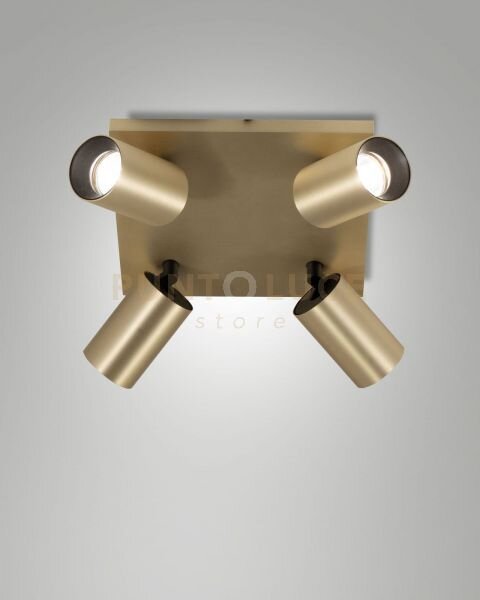 Flores spot 4 luci ottone satinato orientabile attacco gu10