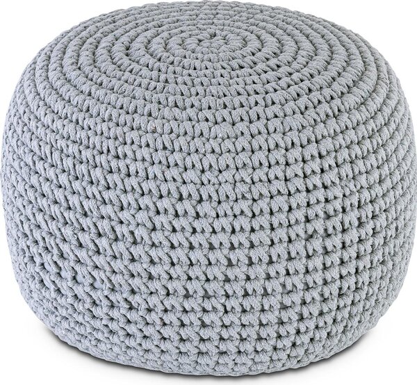 Pouf in mohair Ø55 H37 grigio chiaro, super sostenibile, lavabile moderno, braccio CO2