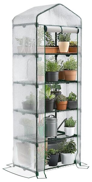 Serra da giardino in plastica con 5 ripiani, ideale per balconi e giardini, dimensioni 69x49x193 cm