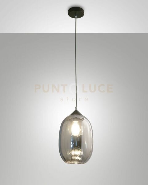 Infinity sospensione 1 luce d.20cm in vetro fume' e struttura in 