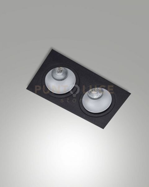 Leon cornice di faretti incasso 2 luci nera attacco gu10 24x12,8cm