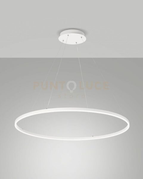 Leo sospensione bianca a led 60w 3000k 6300lm d.100cm on/off