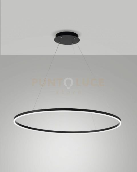 Leo sospensione nera a led 60w 3000k 6300lm d.100cm on/off