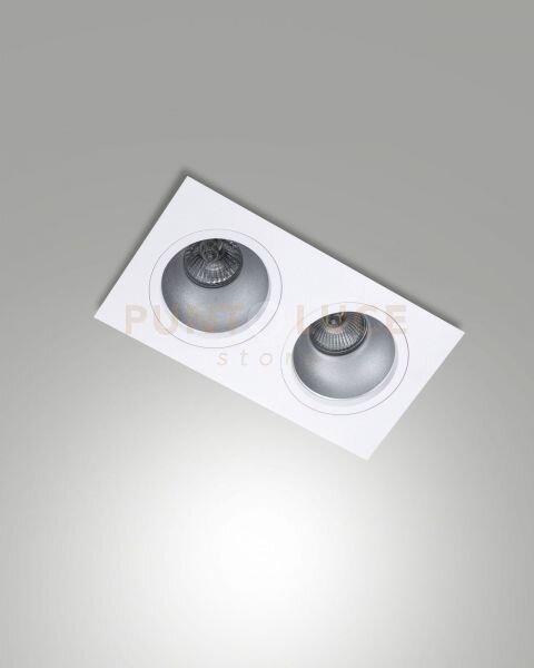 Leon cornice di faretti incasso 2 luci bianca attacco gu10 24x12,8cm