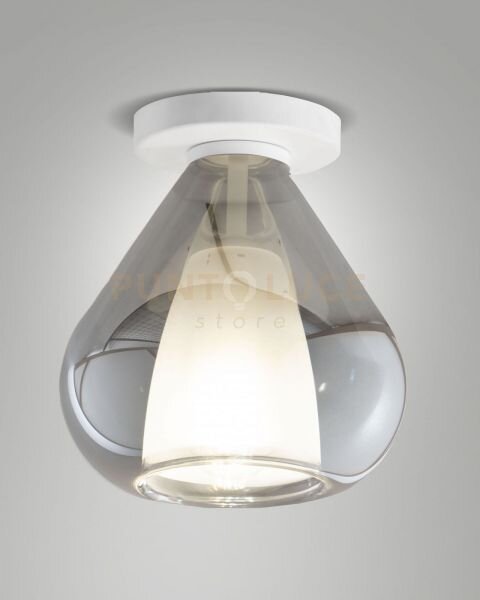 Lila plafoniera 1 luce fume' in vetro con struttura in metallo bian