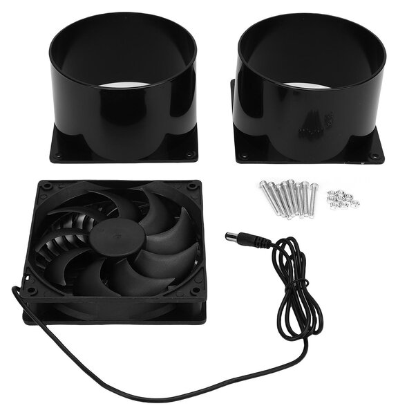 Sistema di ventilazione con ventilatore di scarico a flangia alimentato a energia solare per pollai all'aperto