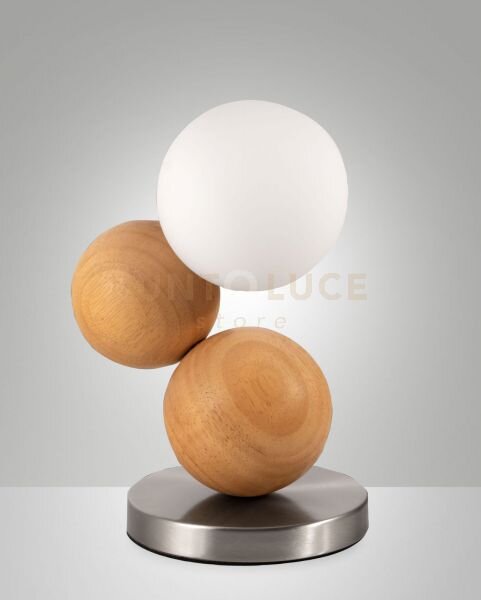 Micky lampada da tavolo quercia 1 luce in metallo vetro legno attac