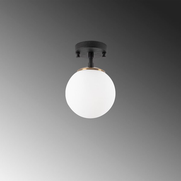 Plafoniera bianca e nera con paralume in vetro ø 15 cm Atmaca – Opviq lights