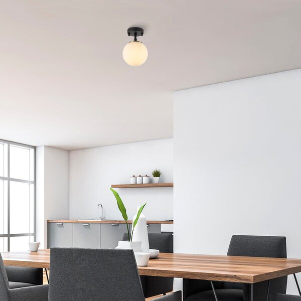 Plafoniera bianca e nera con paralume in vetro ø 15 cm Atmaca – Opviq lights