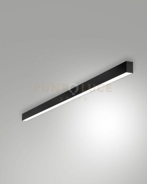 Millet plafoniera nera a led 3000k 3380lm 23w opale on/off ip40 100cm