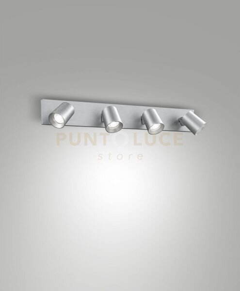 Modo spot alluminio spazzolato 4 luci orientabile attacco gu10 ip20