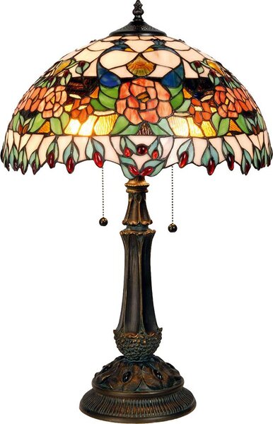 Lampada da tavolo Tiffany Clayre & Eef Ø 41x67 cm Rosso Verde Vetro Rosa