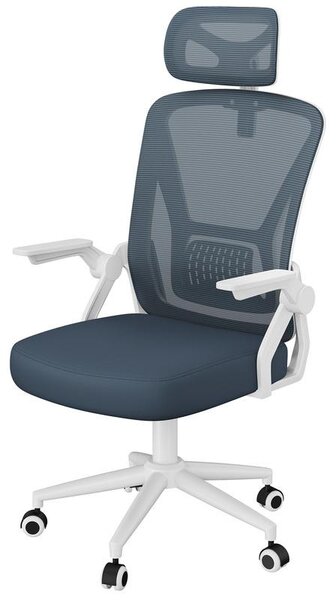 Sedia da ufficio ergonomica, regolabile in altezza, rivestimento in rete traspirante, girevole a 360° con funzione oscillante, grigio scuro