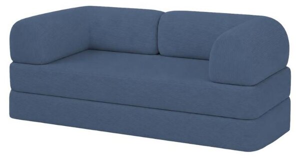 Divano letto 2 posti modulare in velluto a coste BANANAIR 90x180 cm blu