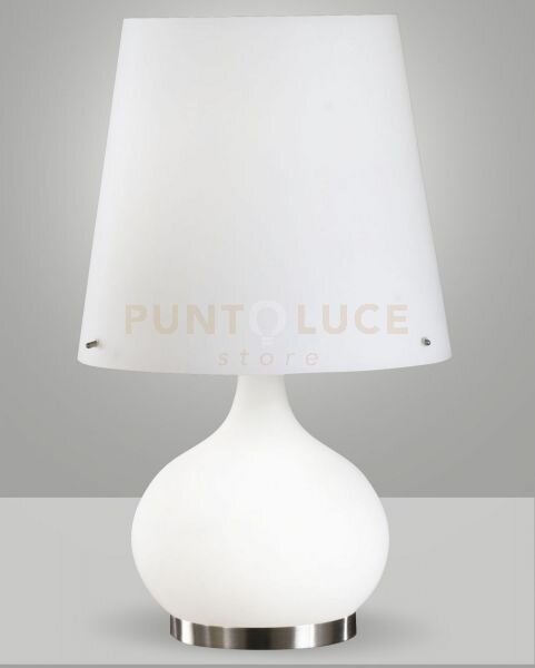 Ade lampada da tavolo vetro bianco h.58cm grande 2 luci attacco e14