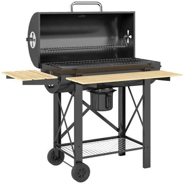 Outsunny Barbecue a Carbone, Griglia Mobile con Ripiani Pieghevoli e Termometro | Aosom Italy