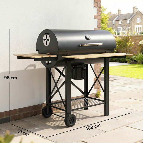 Outsunny Barbecue a Carbone, Griglia Mobile con Ripiani Pieghevoli e Termometro | Aosom Italy