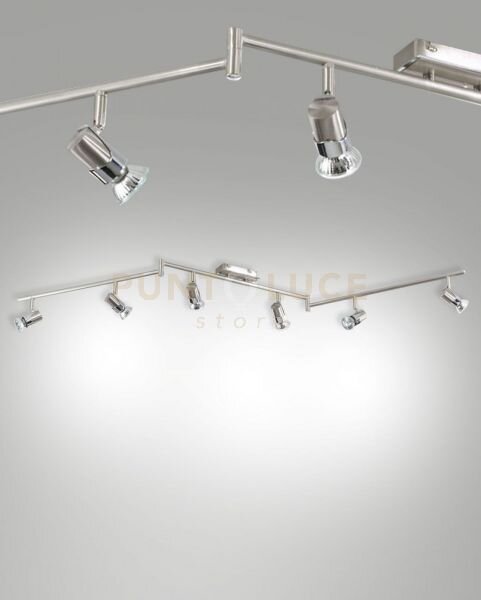 Alice spot 6 luci attacco gu10 nichel satinato s/l orientabile