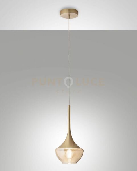 Apollo sospensione ottone satinato 1 luce attacco e27 d.20cm in met