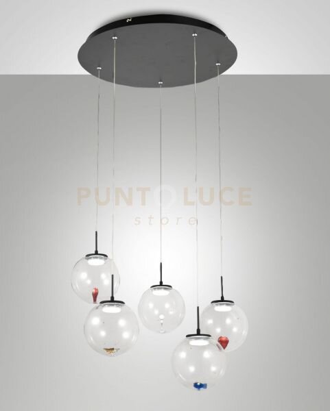 Ariel sospensione traspararente/ assortiti 5luci tonda a led cct 27
