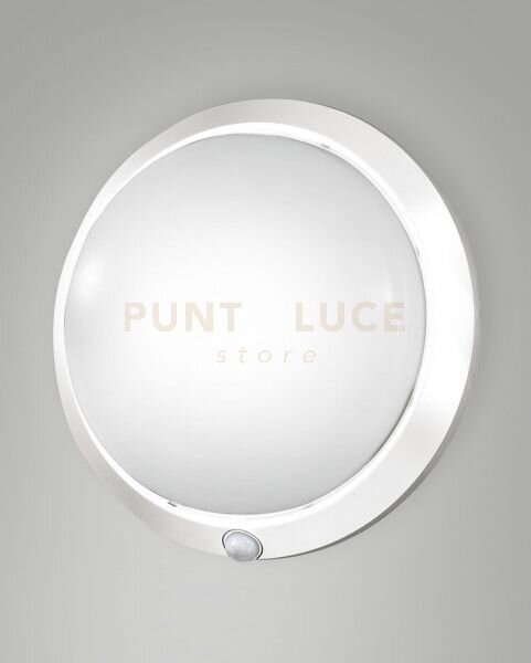 Armilla plafoniera d.30cm bianca ip44 1 luce attacco e27 con senso