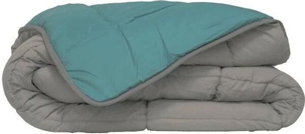 POYET MOTTE piumino in microfibra - 220 x 240 cm - grigio ciottolo e verde mare